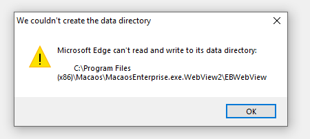 Can't read data directory