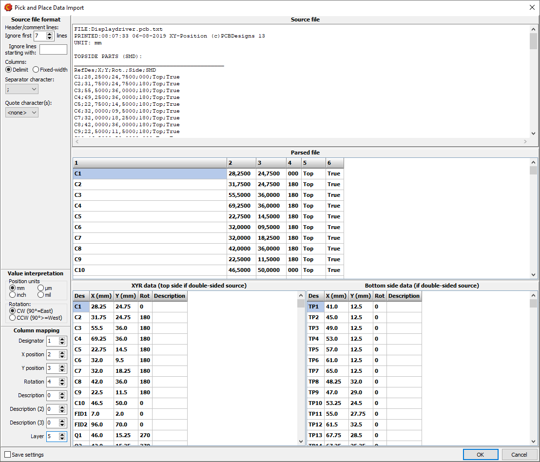 PnP Import dialog box