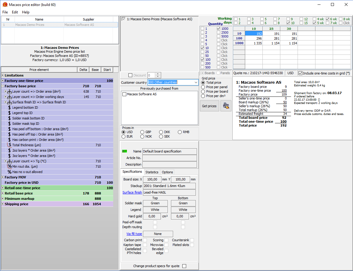 Price editor